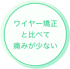 ワイヤー矯正と比べて痛みが少ない