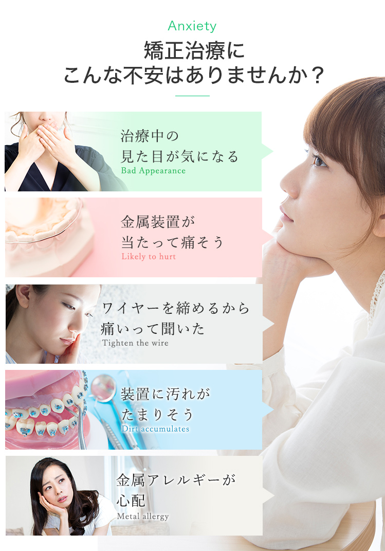 矯正治療にこんな不安はありませんか?